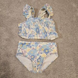 RuffleButts Girls 5T Floral Smocked Ruffle 2-Piece Swimsuit‎ Top & Bottom